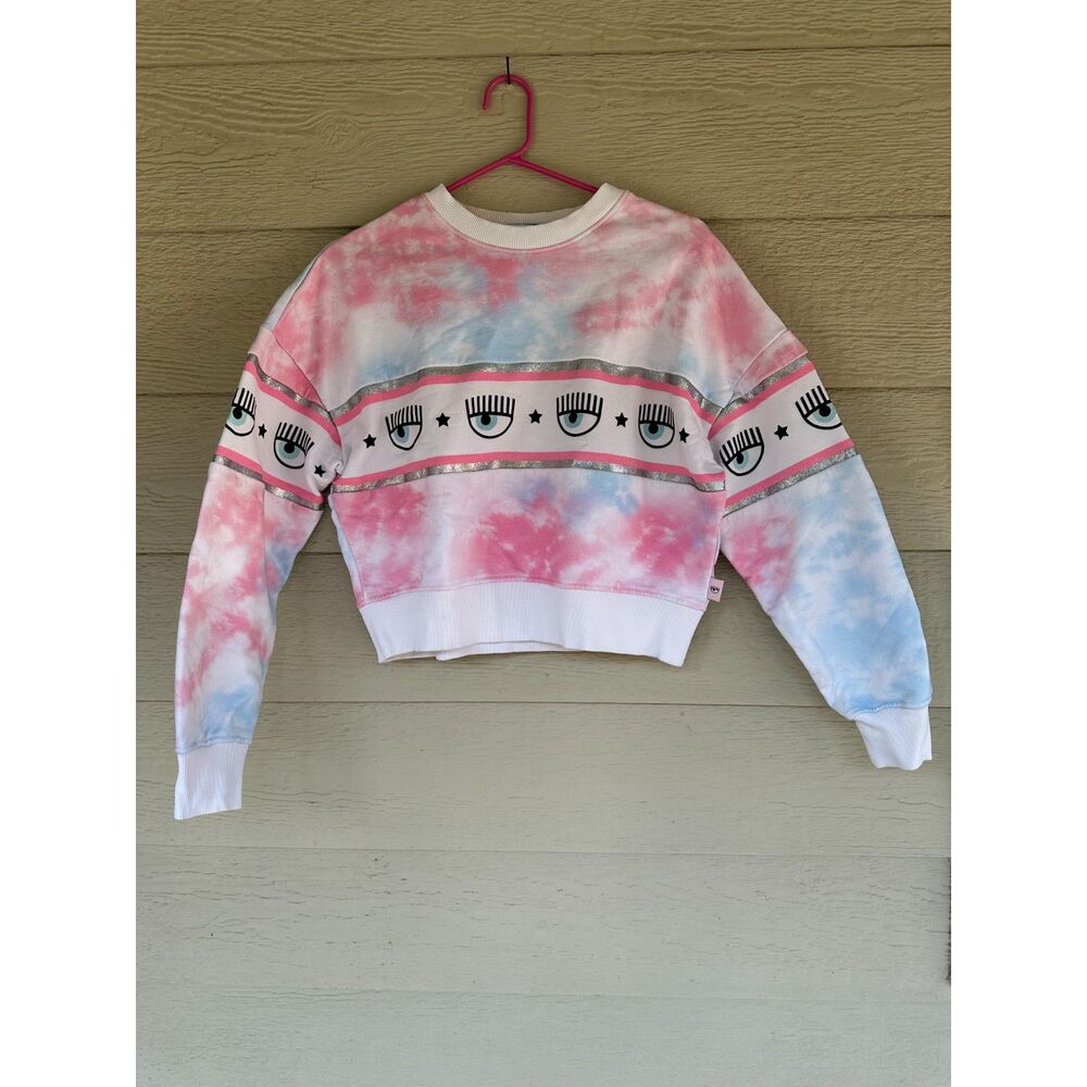 Chiara Ferragni Logomania Flirting Eye Tie-Dye Cropped Sweatshirt Women's Size S